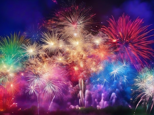 Colorful fireworks in isolated background