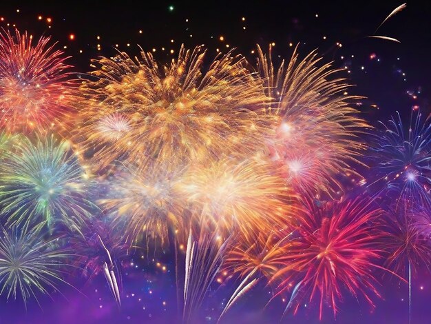 Colorful fireworks in isolated background