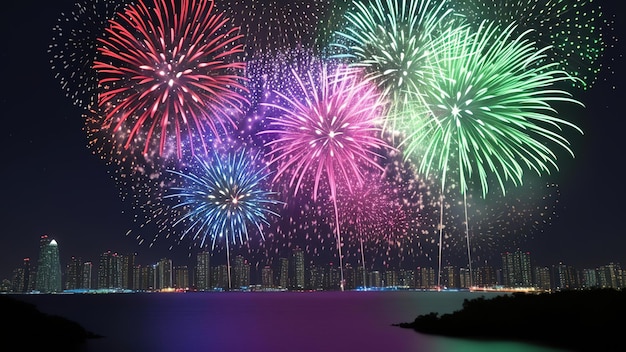 Photo colorful fireworks in the night sky