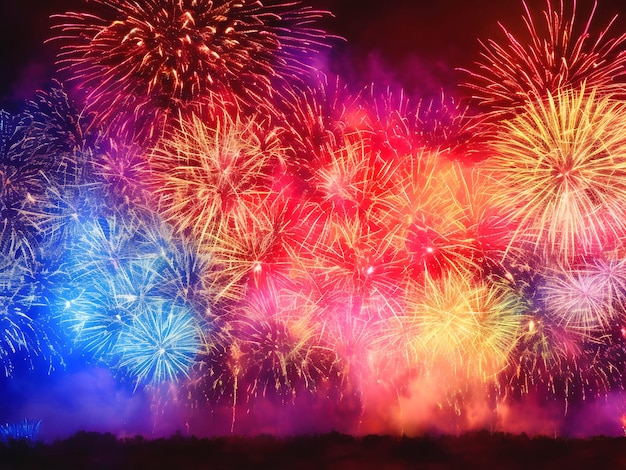 Colorful Fireworks in the sky night background