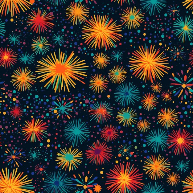 A colorful fireworks and stars are in the sky generative ai