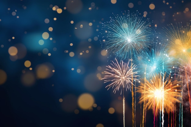 Colorful fireworks with bokeh background