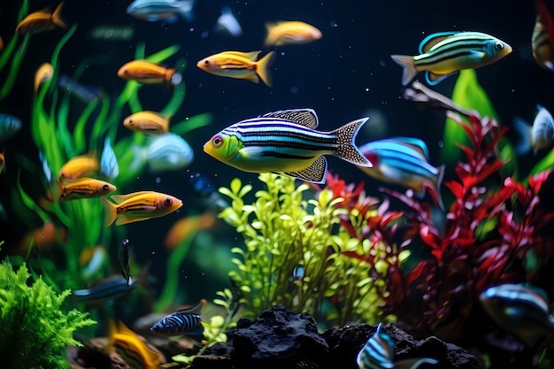 Colorful fish in the aquarium