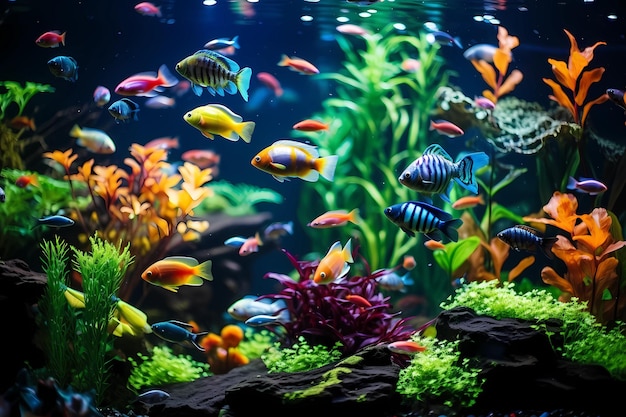 Colorful fish in the aquarium