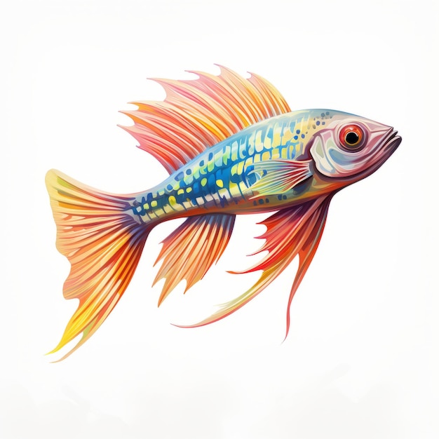 Photo colorful fish illustration in realistic brushwork style