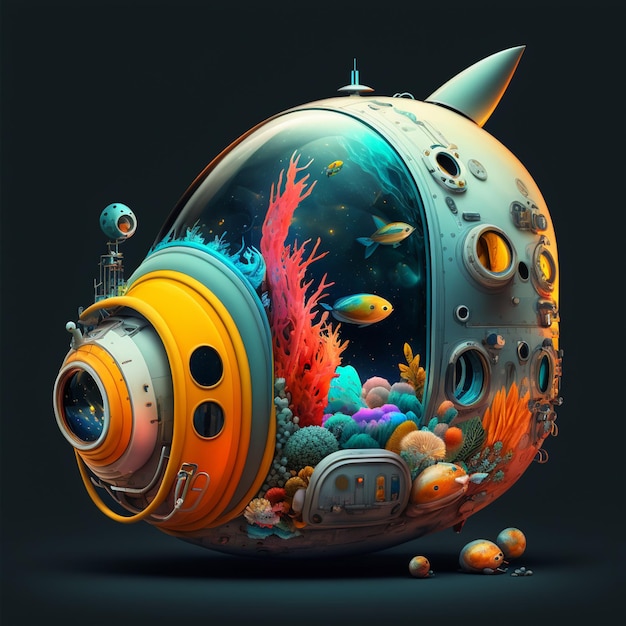 Colorful fish Space ship