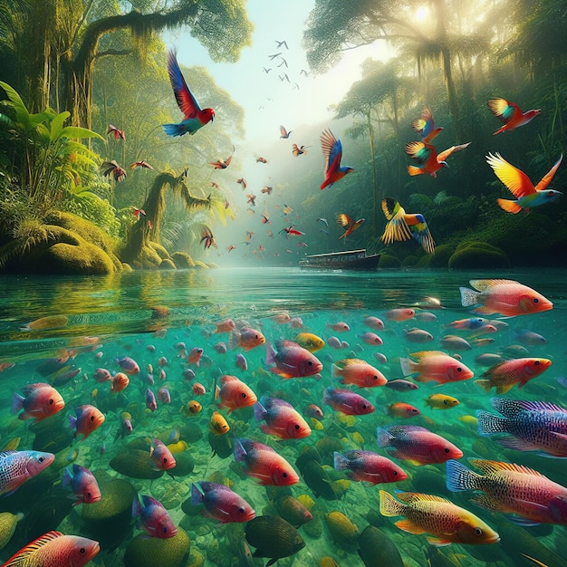 Premium Photo  Colorful fish swimming  river