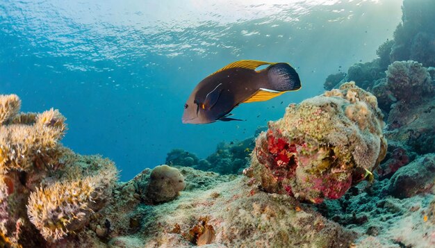 colorful fish swimming in the tropical sea