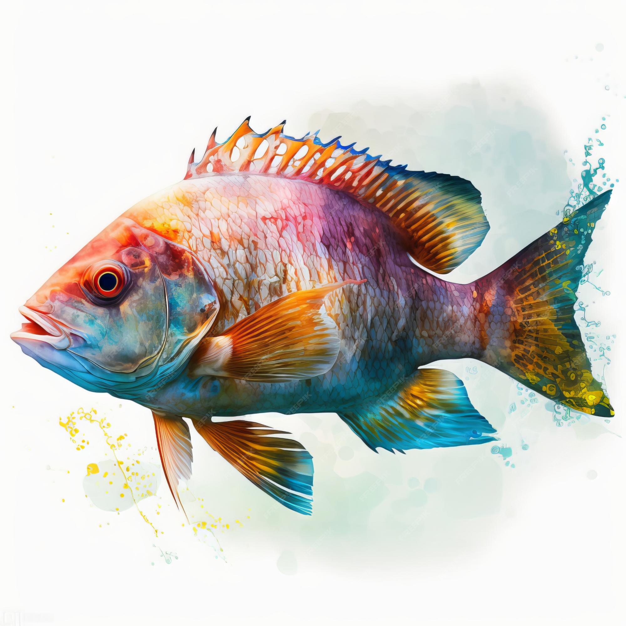 Premium Photo | A colorful fish with a blue and yellow tail and red