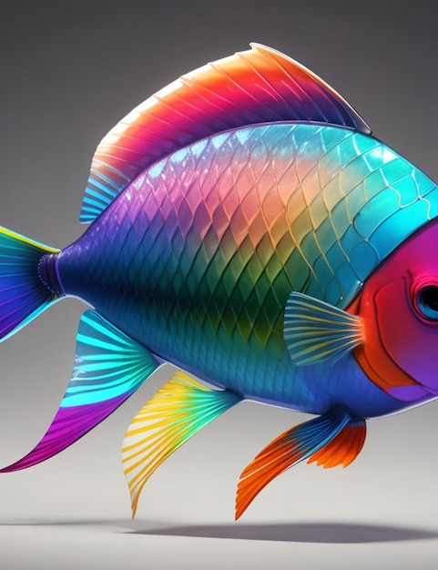 Foto un pesce colorato con una coda color arcobaleno