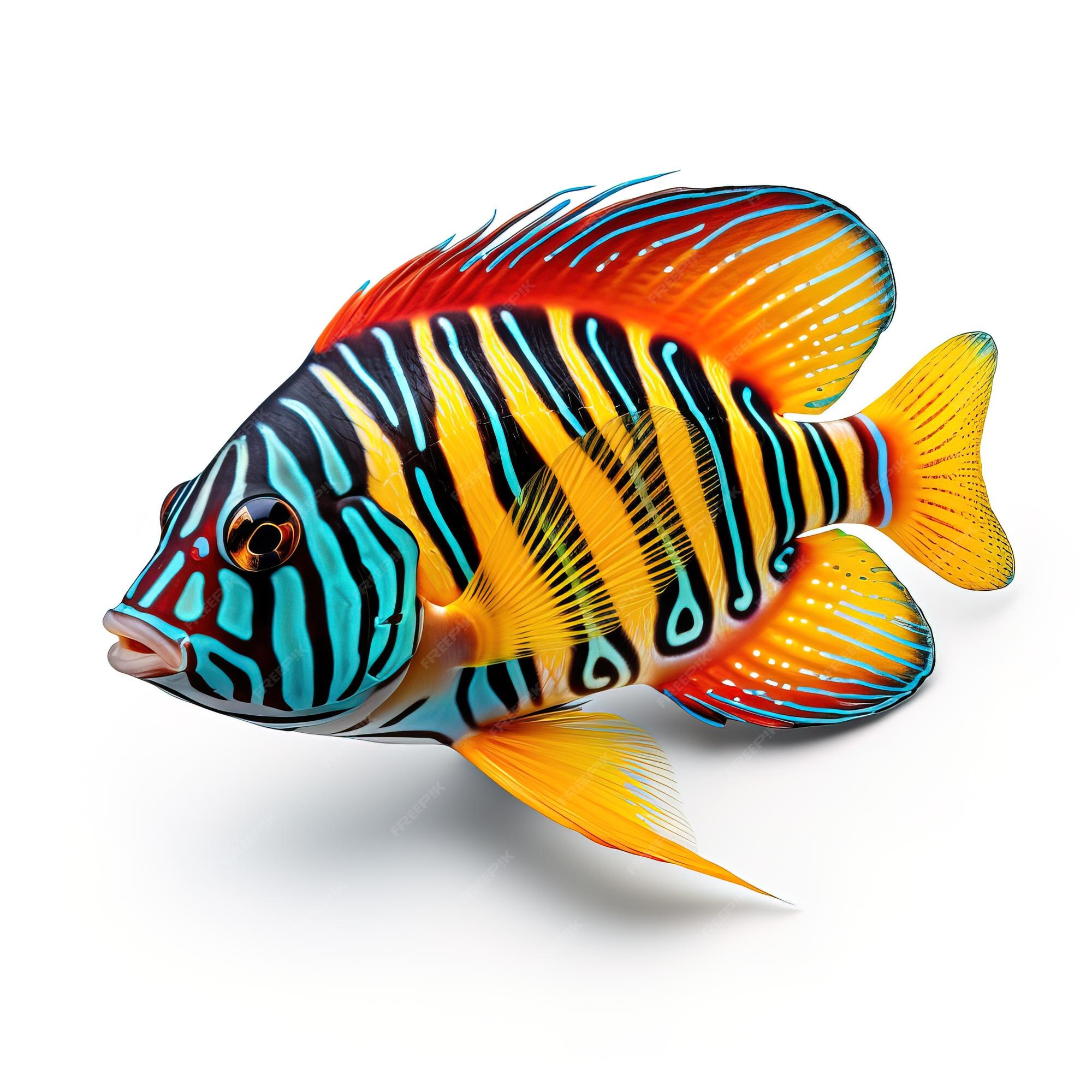 Premium AI Image | a colorful fish with a yellow and blue striped tail