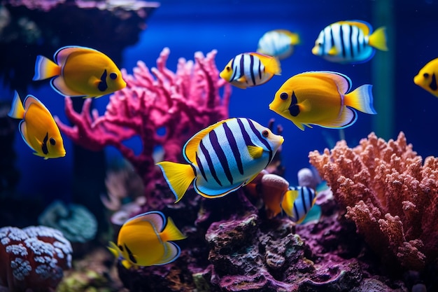 Foto pesci colorati nell'acquario