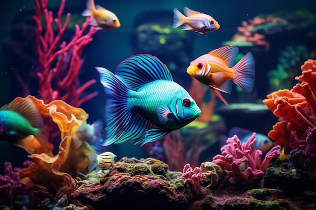 사진 수족관 의 다채로운 물고기 들