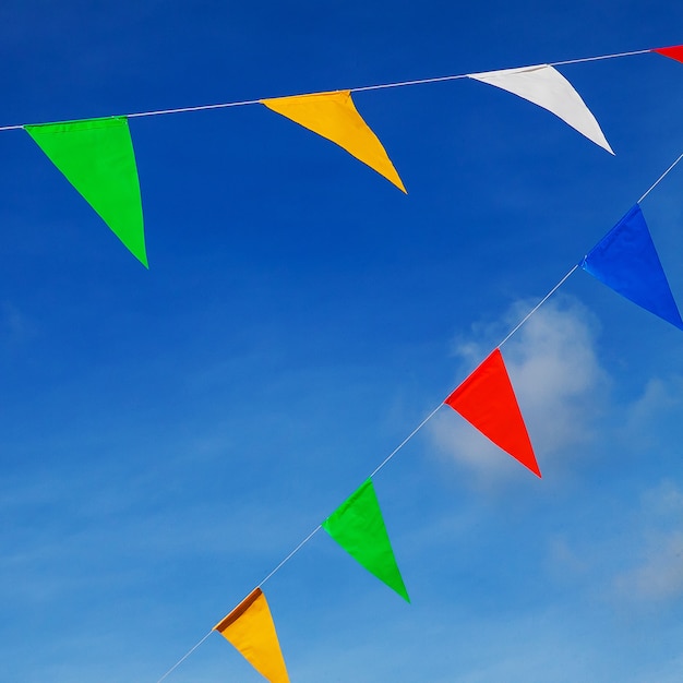 Colorful flags in the sky.