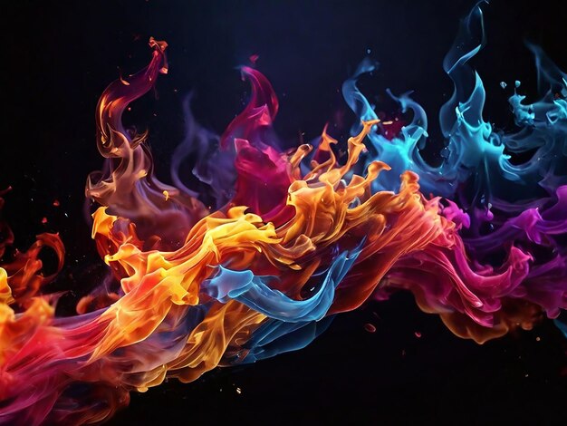 Colorful flame smoke waves background