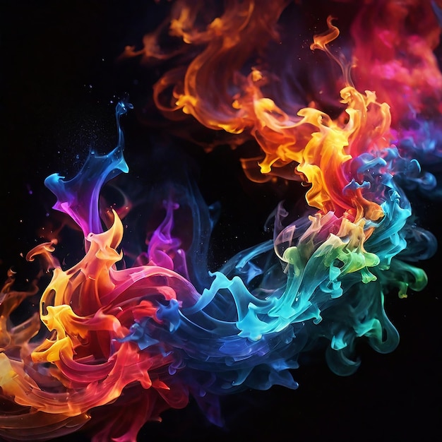 Colorful flame smoke waves background