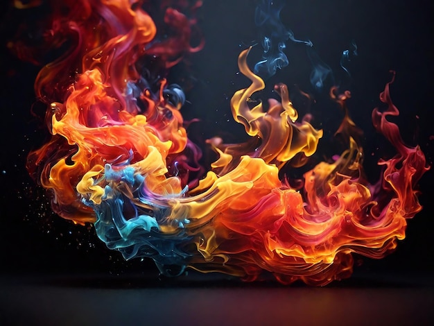 Colorful flame smoke waves background