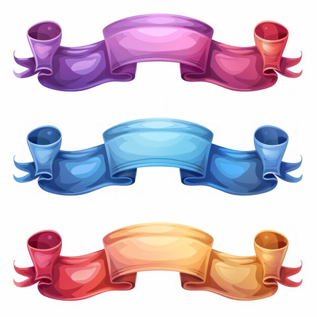 Colorful Flat Ribbons and Banners Isolated on White Background AI Generated