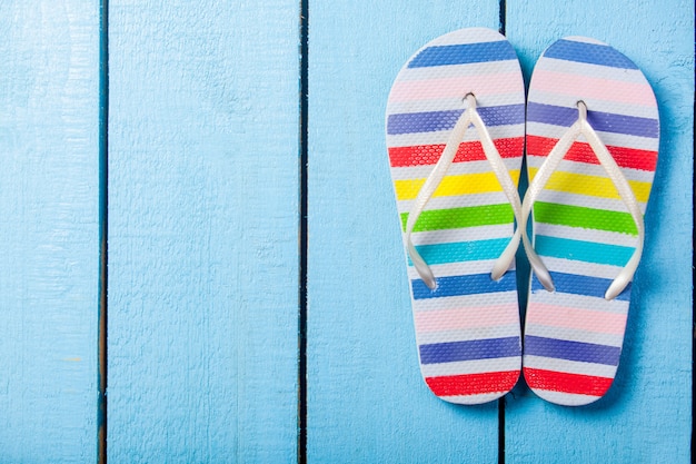 Colorful flip flops shoe background