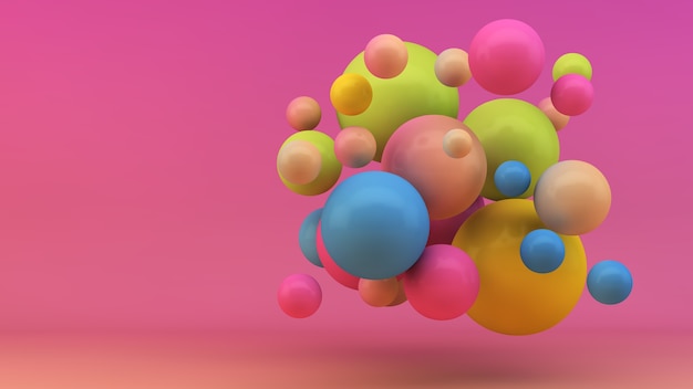 Colorful floating spheres background 3d rendering