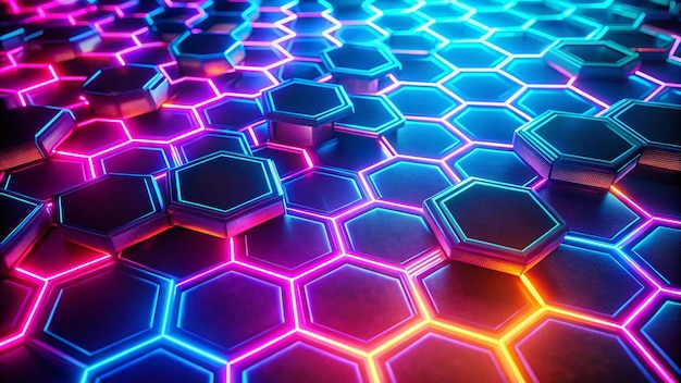 a colorful floor with many colored lights and a glowing background