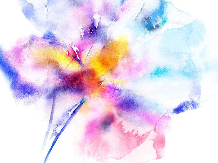 Photo カラフルな花の背景水彩花の絵手描きの花表現主義の壁の芸術