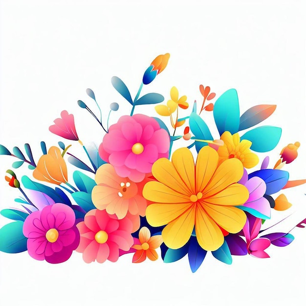 Photo a colorful floral background with a bouquet of flowers.