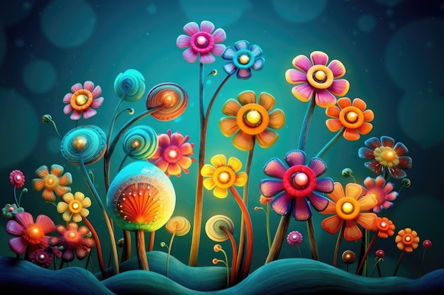 A colorful floral background with a bunch of flowers on it.