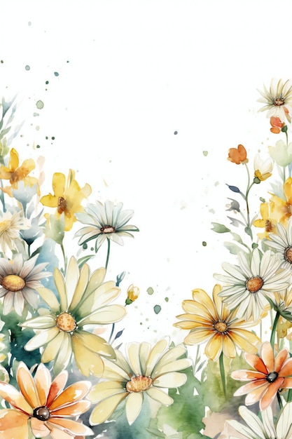 A colorful floral background with daisies.