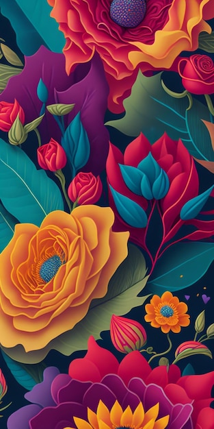 A colorful floral background with a flower background.