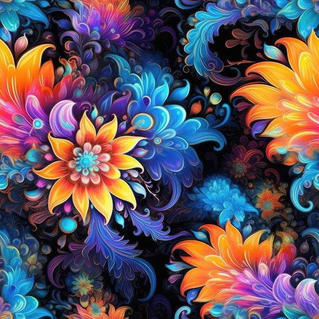 꽃 패턴으로 화려한 꽃 배경입니다.