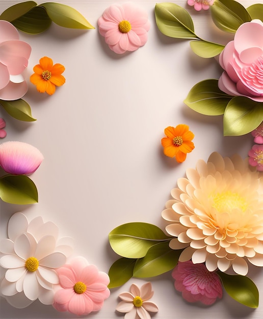 Photo a colorful floral background with flowers and leaves.