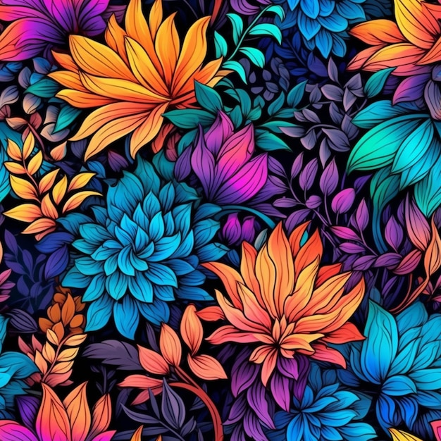 A colorful floral background with many different colors generative ai