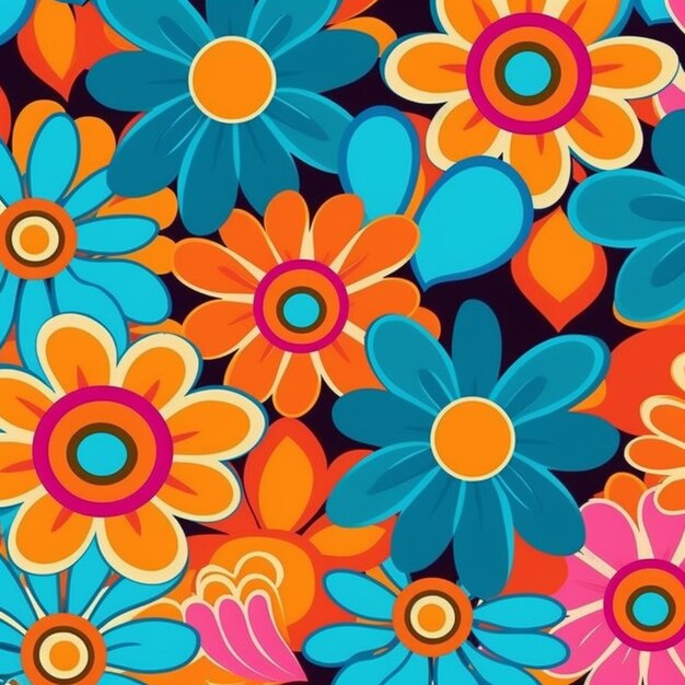 A colorful floral background with many different flowers generative ai