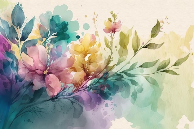 A colorful floral background with a watercolor background.