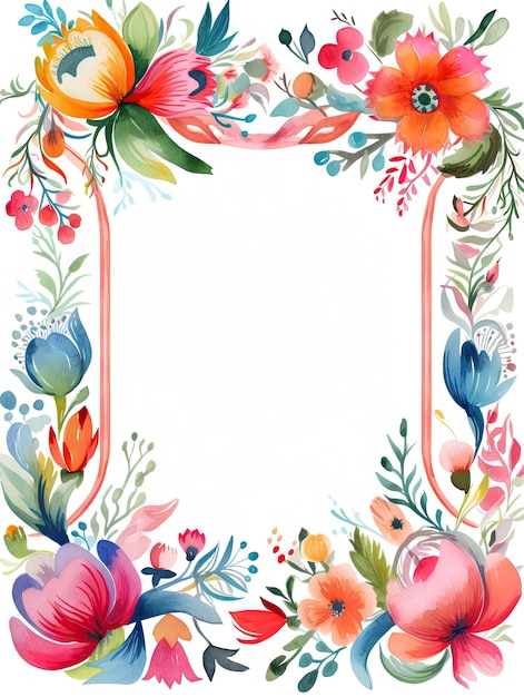 a colorful floral border with flowers and a frame for the text  spring