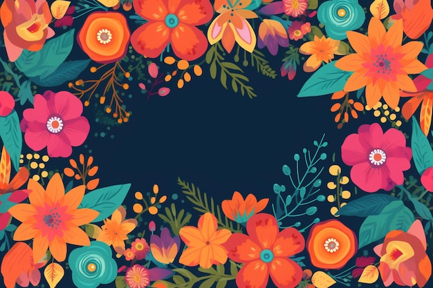 A colorful floral border with orange flowers.