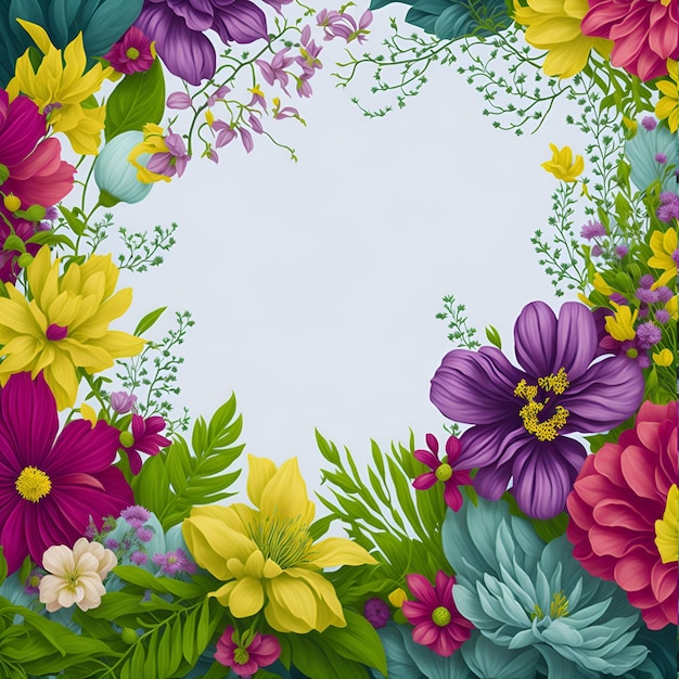 A colorful floral border with a place for text.