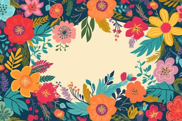 A colorful floral border with a place for text.