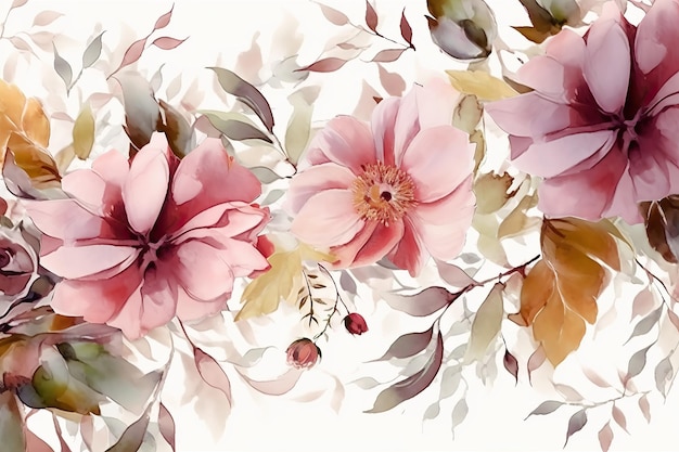 Premium AI Image | A colorful floral border with a watercolor ...