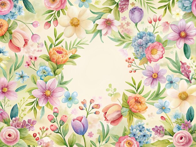 a colorful floral border with the word spring on it