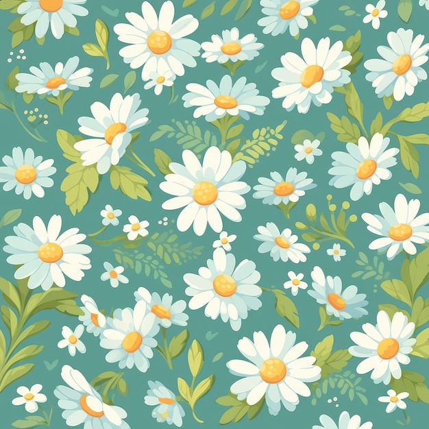 Colorful floral daisy seamless pattern illustration