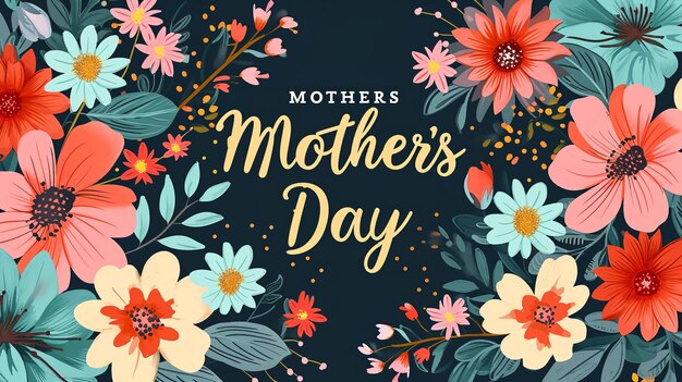 MOTHERS DAY Ai generative라는 글이 새겨진 다채로운 꽃 장식 프레임