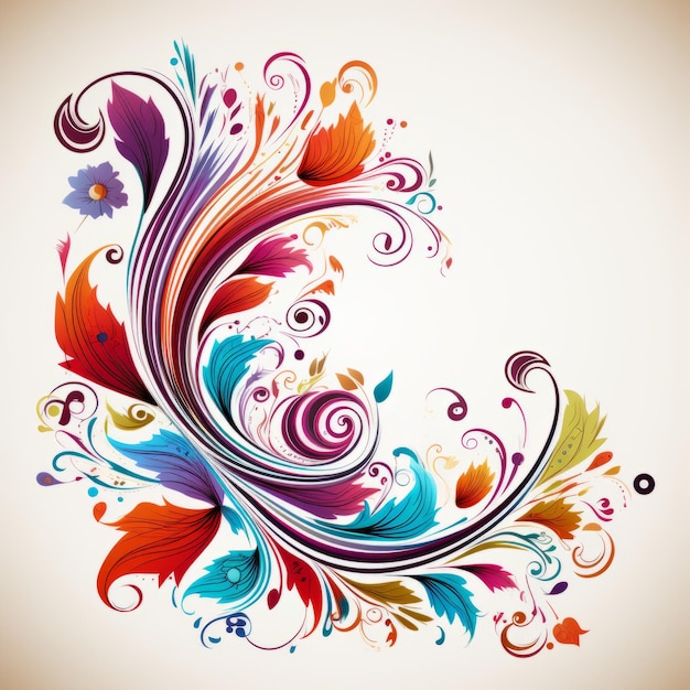 colorful floral design on a beige background