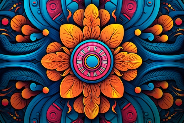 Colorful floral design on a black background