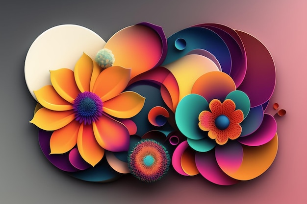 A colorful floral design with a background of flowers