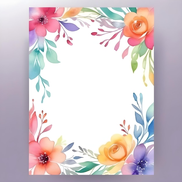 Photo a colorful floral frame with colorful flowers on it