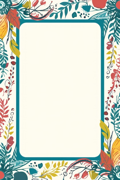 Photo a colorful floral frame with an empty space for your text