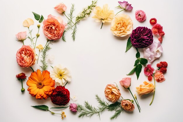 A colorful floral frame with flowers on it