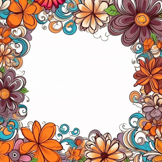 a colorful floral frame with a white background and a place for the text generative ai